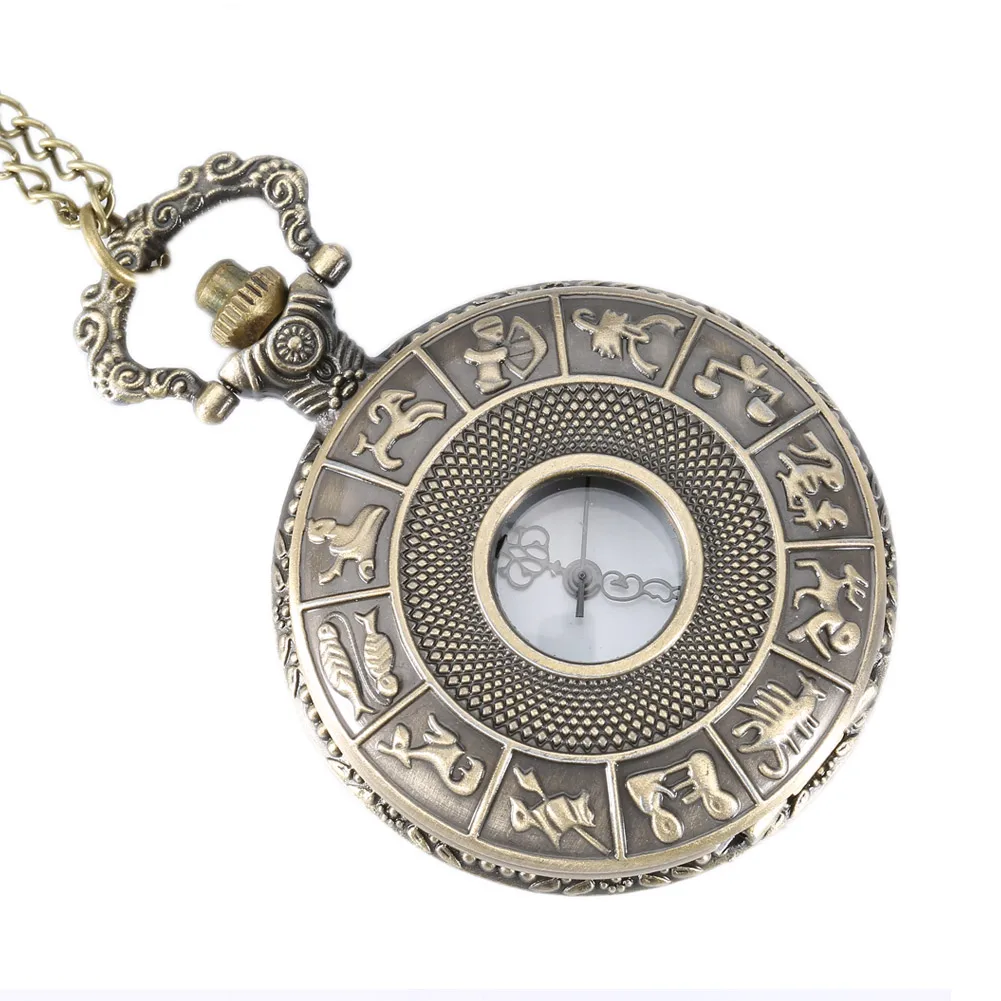 Vintage Steampunk Constelação do Zodíaco Relógio de Bolso de Discagem 4,7 cm Pingente de Colar de Corrente de Relógio LL@17