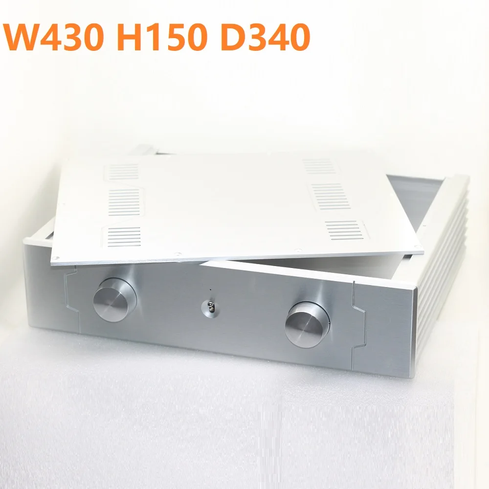 W430 H340 D105 Buraco Sem DIY de Alumínio Amplificador de Potência de Habitação pré-amplificador Amplificador de Caso pré-Amplificador Gabinete Traseiro Classe do Tubo do Chassi Shell