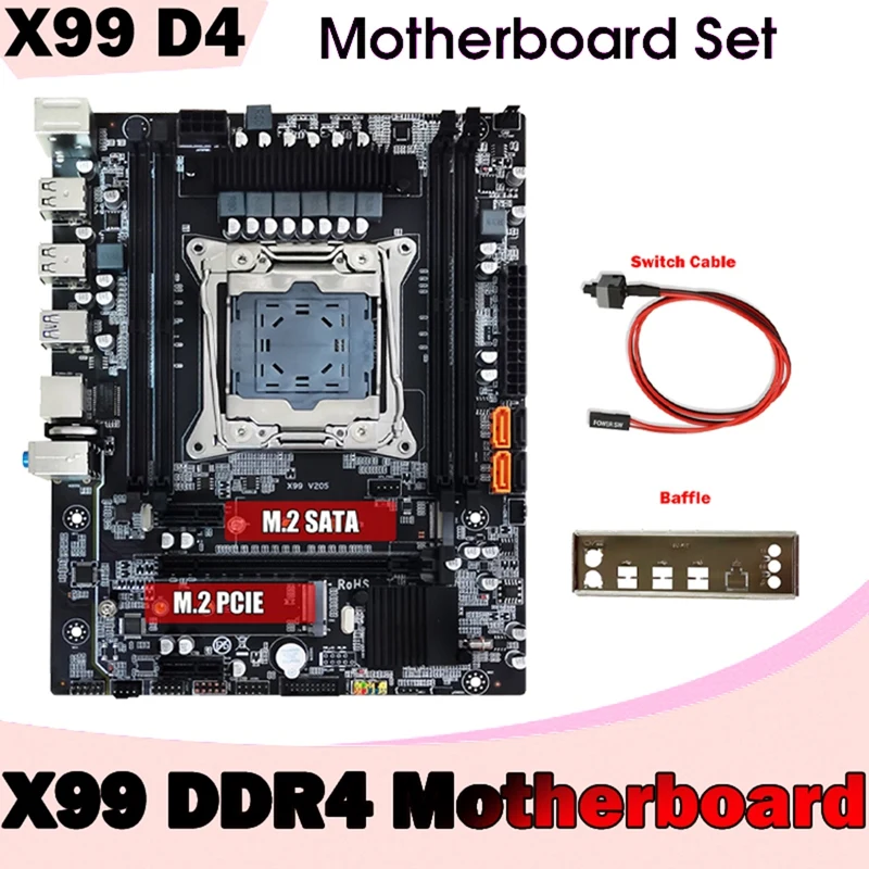 X99 Desktop Motherboard+Defletor+Cabo de conexão do Interruptor DDR4 PCB Apoio 4X32G Para 5820K 5960K E5-2678 V3 E5 2676 V3 CPU