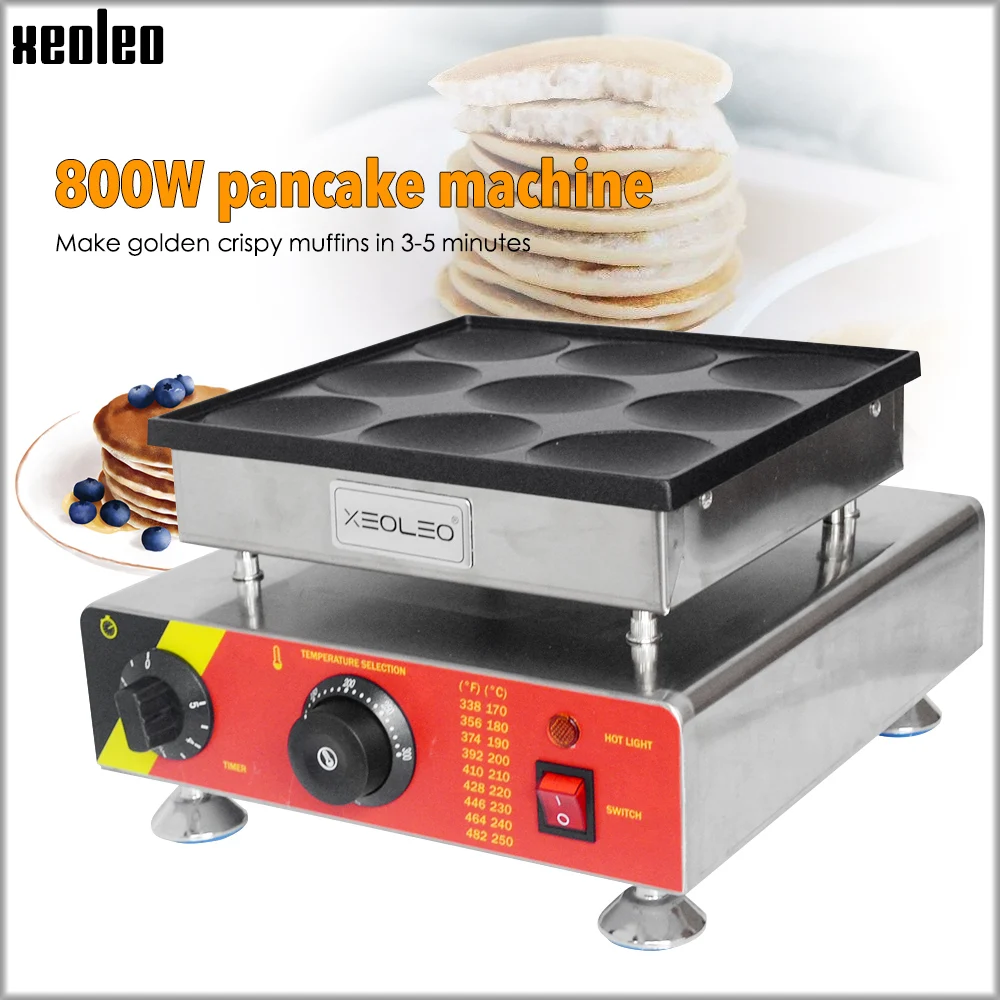 XEOLEO Pinheiro Cake Maker Dorayaki Máquina de 9-hole Máquina de Waffle Comercial 8cm Non-Vara Superfície Poffertjes Waffle Equipamento de 800W