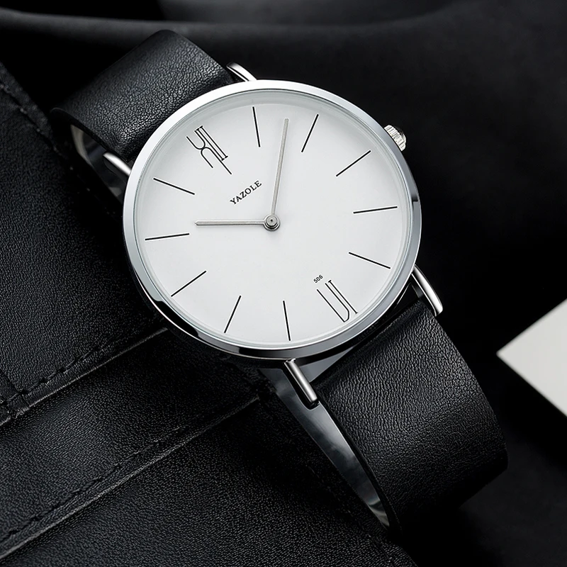 YAZOLE Homens Relógio de Moda Ultra-fina Simples Relógios de Homens de Couro Impermeável Pulseira Relógio de Quartzo Para Homens relógio de Pulso de Alta Qualidade