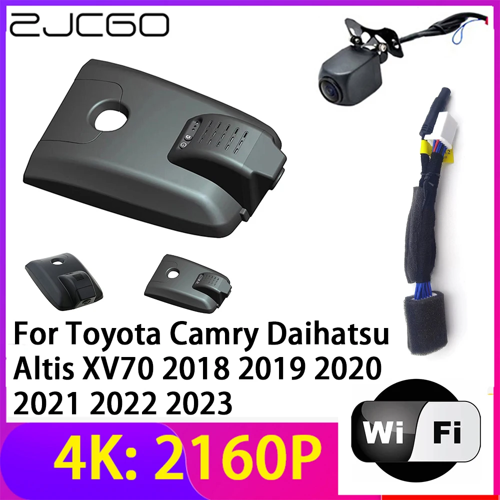 ZJCGO 4K 2160P Traço Cam da Câmera do Carro DVR 2 Lentes Gravador Wifi Visão Noturna para Toyota Camry Daihatsu Altis XV70 2018~2023