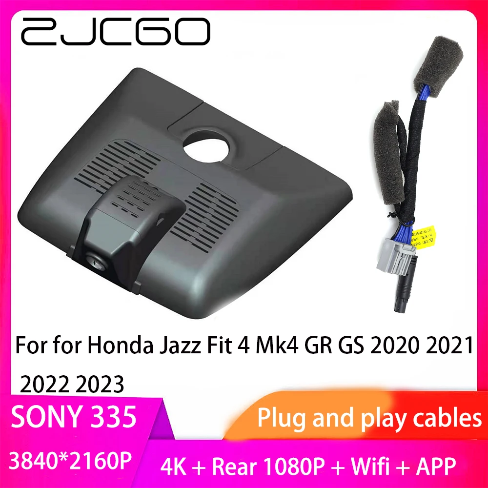ZJCGO Plug and Play DVR Traço Cam 4K UHD 2160P Gravador de Vídeo para Honda Jazz Ajuste 4 Mk4 GR GS 2020 2021 2022 2023
